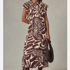 Maeve Anthropologie The Cassandra Maxi Dress Brown Motif NWT zsM